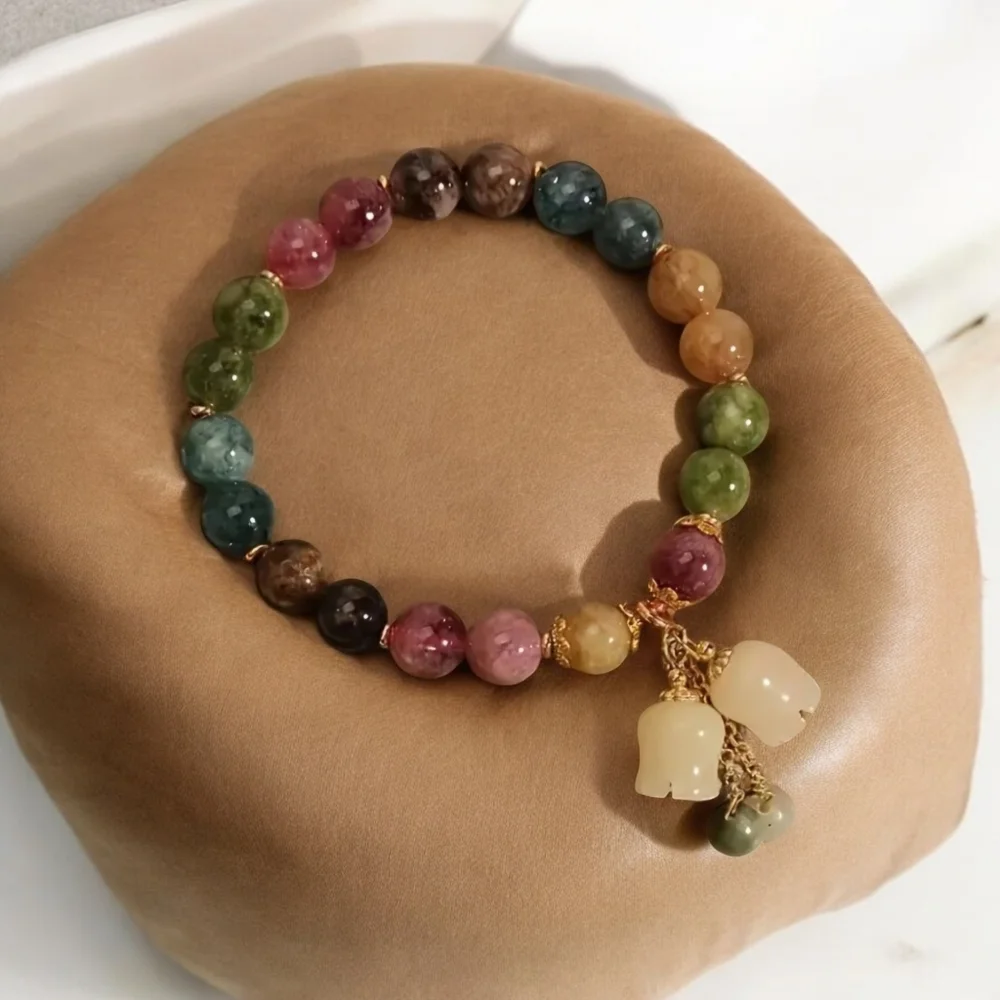 Multicolor Beaded Bracelet with Gold Accents‎